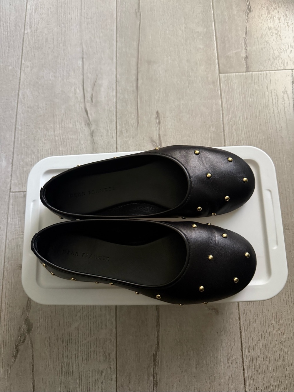 Black Studded Ballet Flats - Women's Slip-On Shoes Dear Frances 8